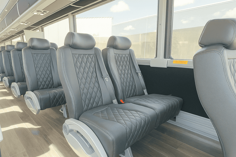 interior of Layton Minibus Company charter bus