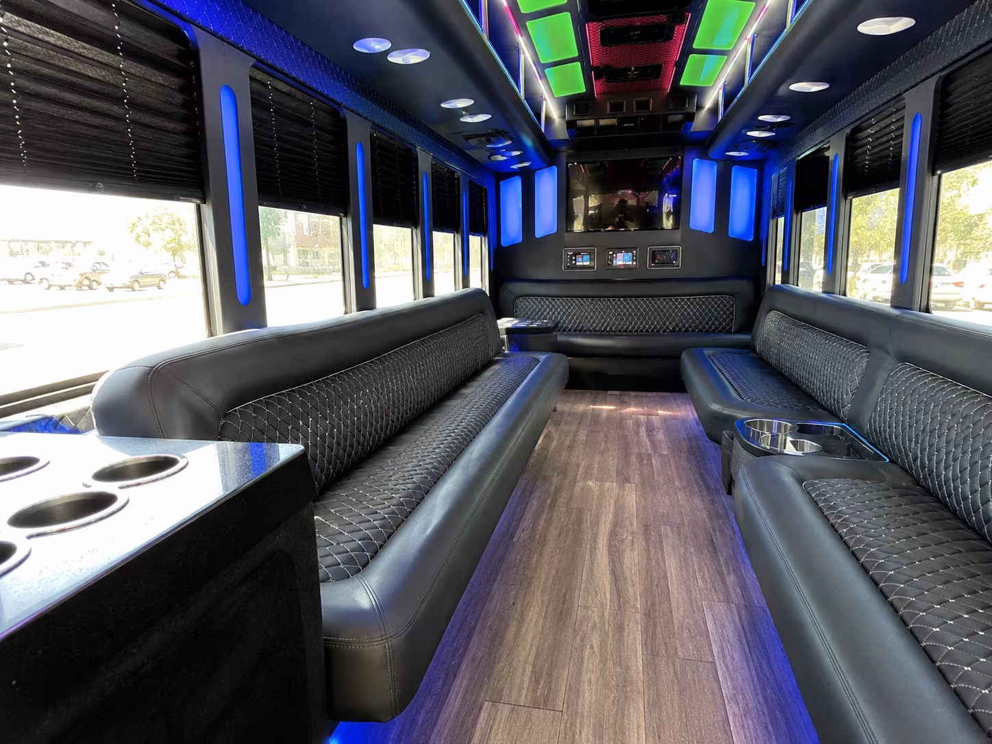 layton 15 passenger party bus inside